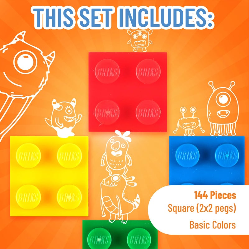 Strictly Briks Building Blocks Starter Kit, 144 Pack Brick Set, Creative Play Kit for Building Toy & Kids Play Set Compatible with Lego, 2 x 2 Peg, Classic Colors - Image 3